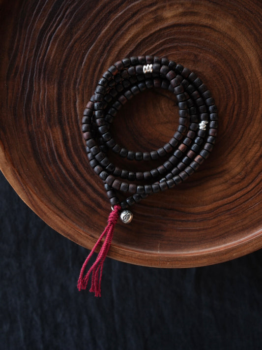 Silver Agarwood Beaded Bracelet,14-15cm (total length about 72cm),Lumivault.