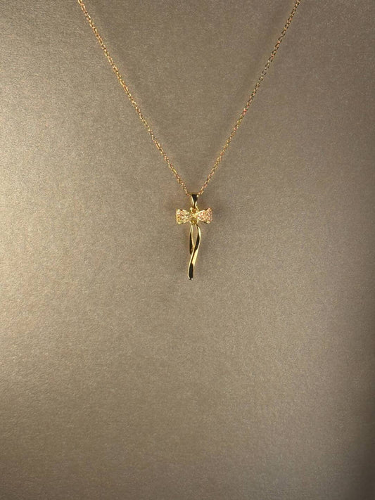 Vintage Golden Bow Necklace