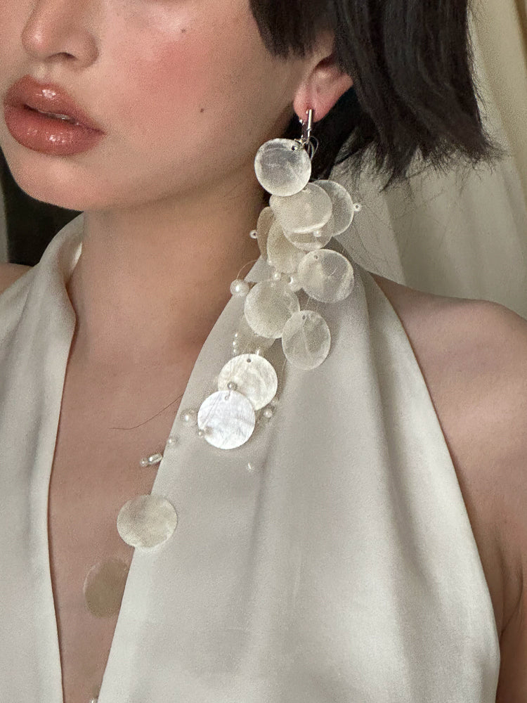 Vintage Shell Tassel Bridal Pearl Single Earrings