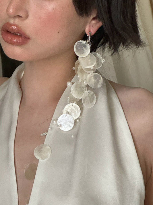 Vintage Shell Tassel Bridal Pearl Single Earrings
