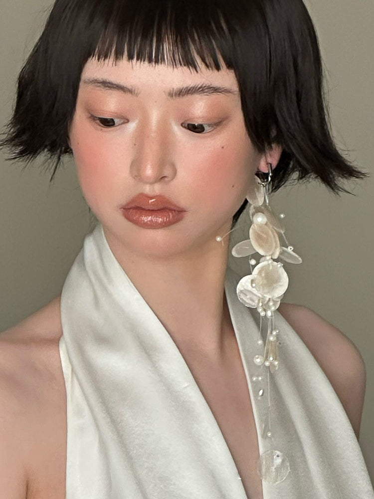 Vintage Shell Tassel Bridal Pearl Single Earrings