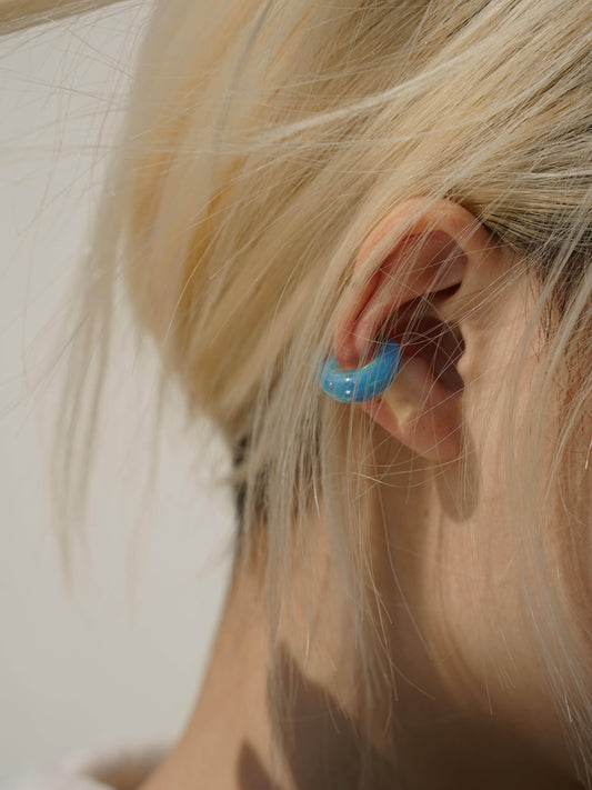 Blue Boat Glass Ear Cuff