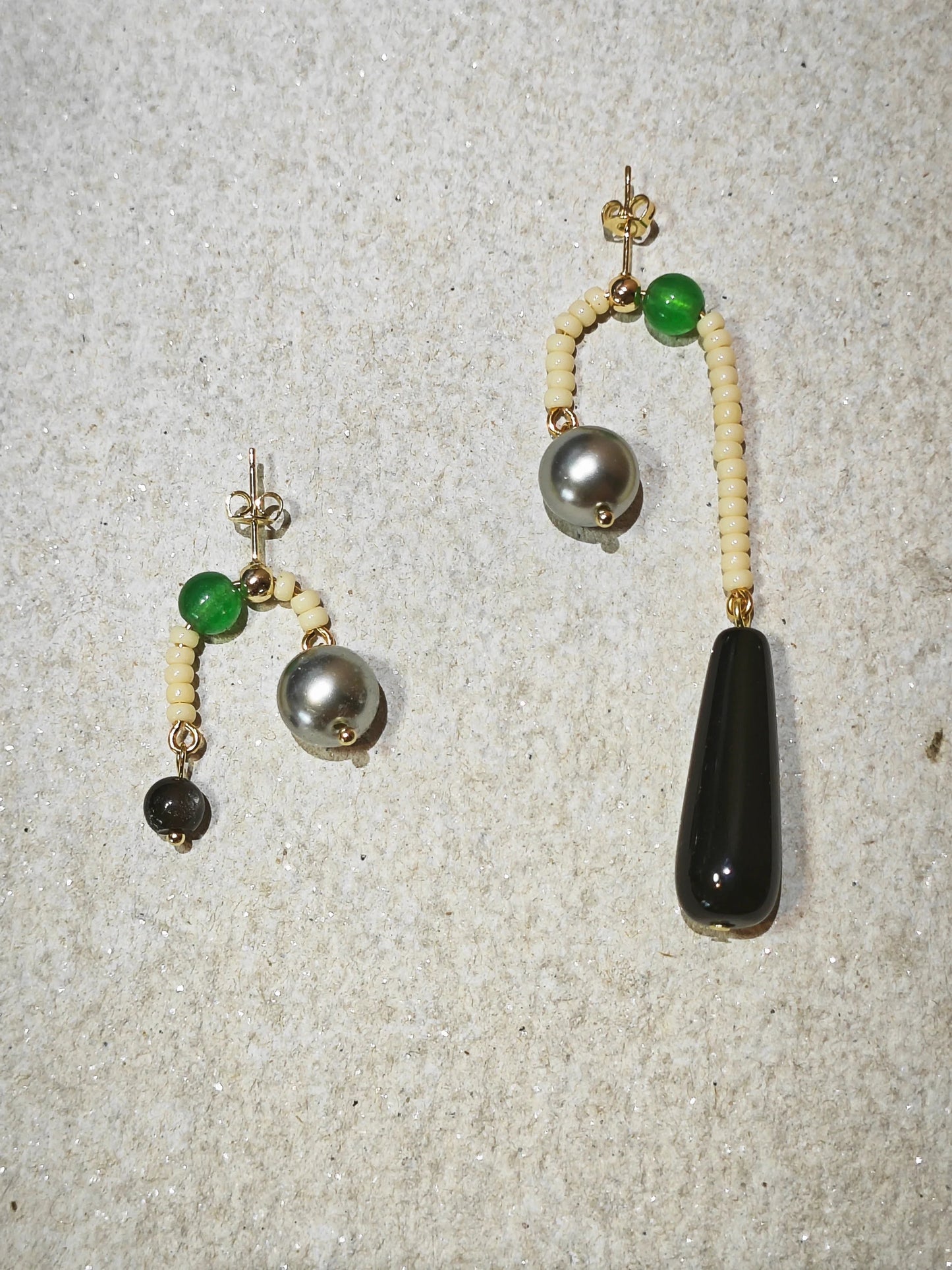 Chinoiserie Natural Agate Pearl Dangle Earrings