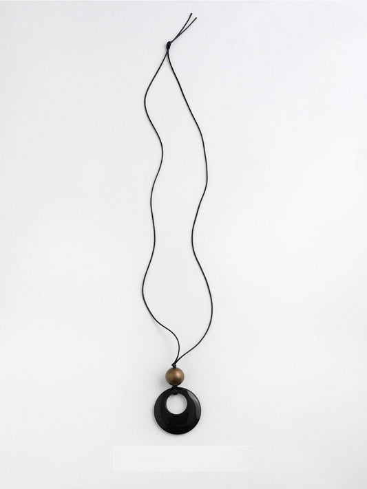 Black Onyx Pendant Braided Rope Necklace - Lumivault