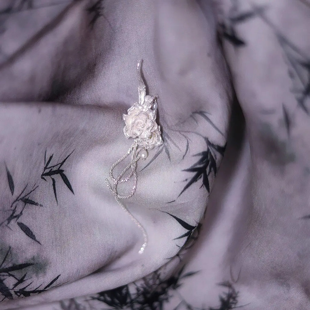Dancing Rose Sterling Silver Earrings | US1009BX
