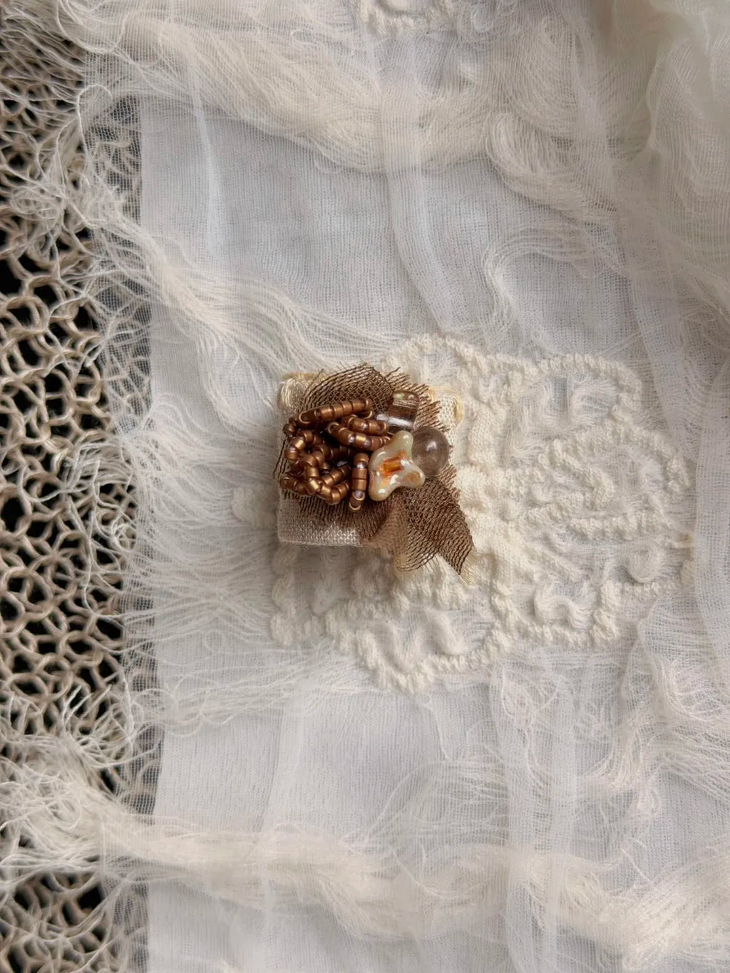 Vintage French Lace Textile Ring No. 5 | GL26JU - Lumivault