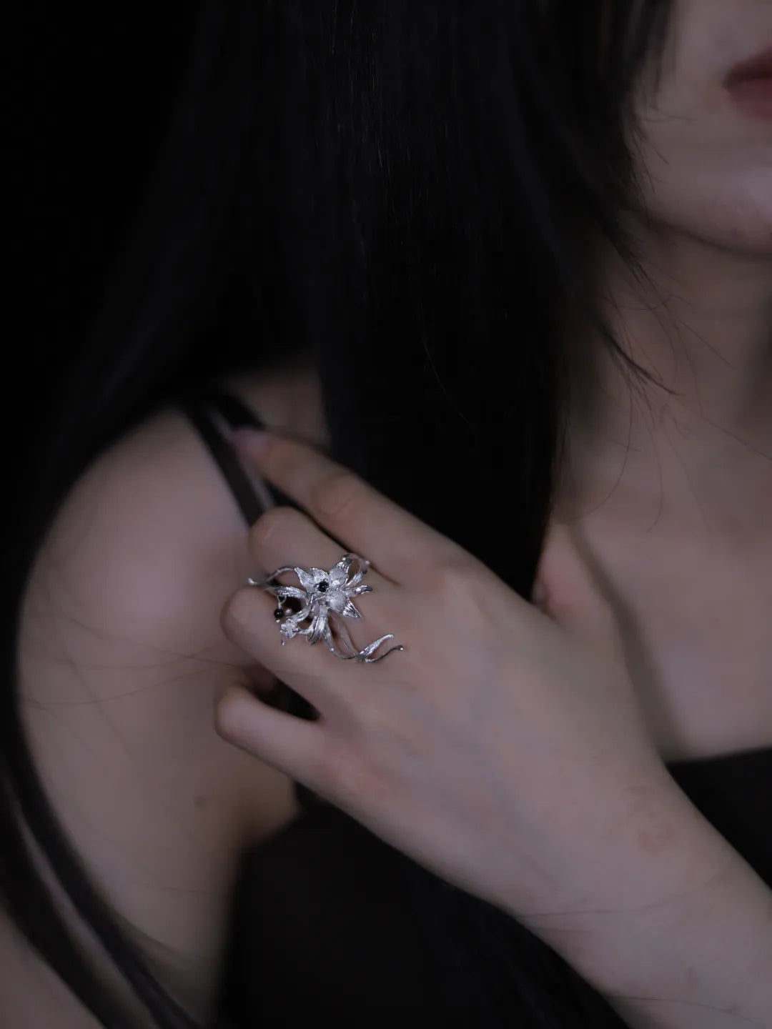 Orchid Branch Sterling Silver Ring | US1001DC