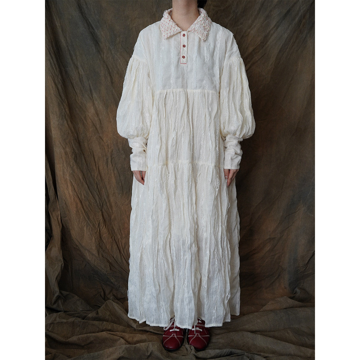 Textured Ivory Tie Dress | RL01JN