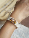 Adjustable White Crystal Woven Fiber Bracelet | GL40IL - Lumivault