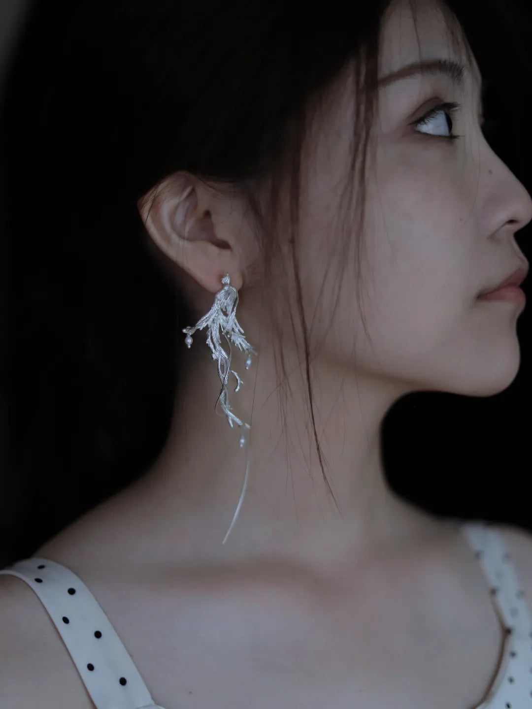 Luan Bird Long Sterling Silver Earrings | US1003IQ