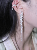 Long Cluster Flower Pearl Sterling Silver Earrings | US1006ZW - Lumivault