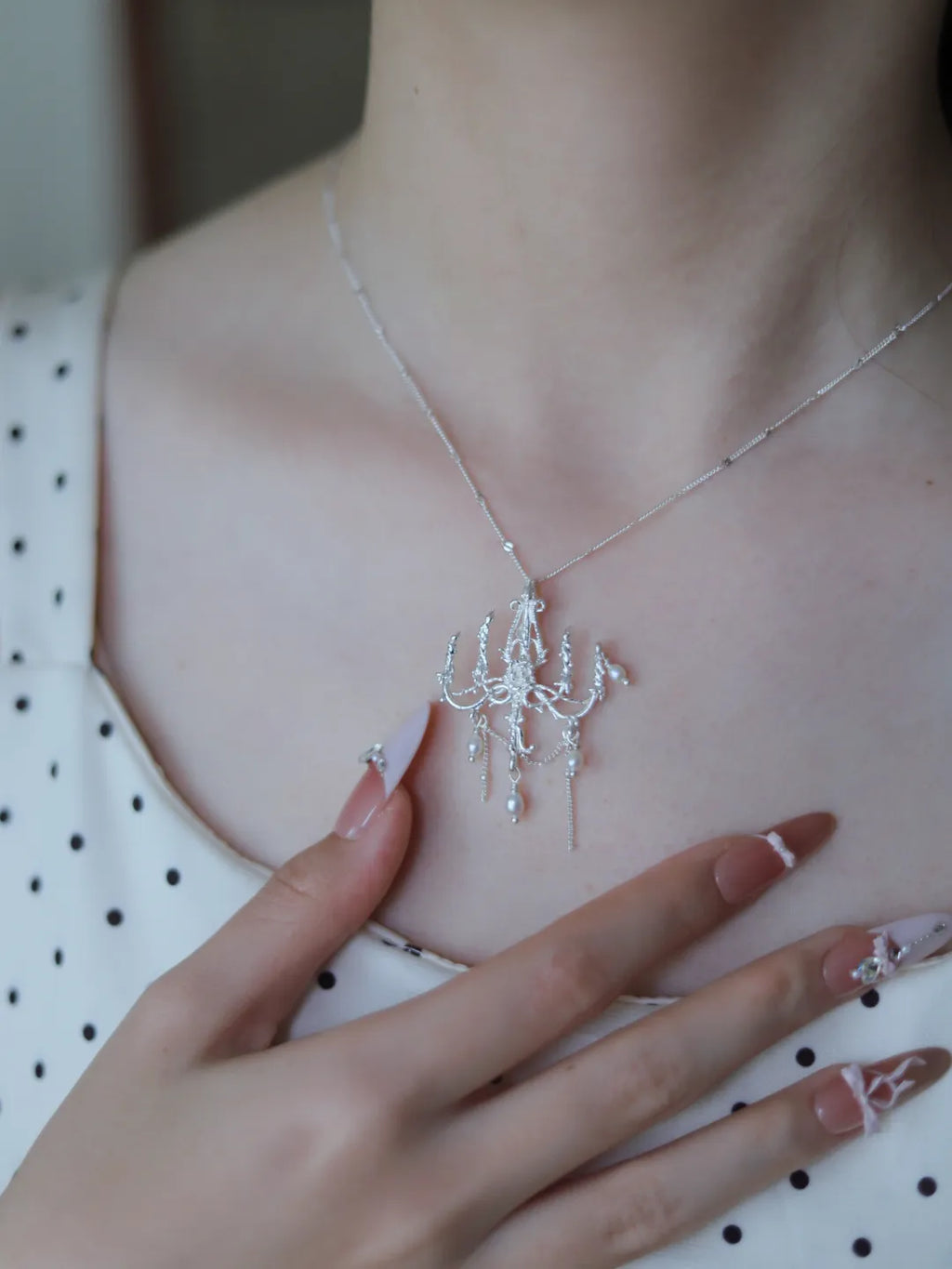 Rose Candlestick Sterling Silver Necklace | US1025BD