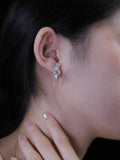 Drooping Hibiscus Sterling Silver Earrings | US1027BU