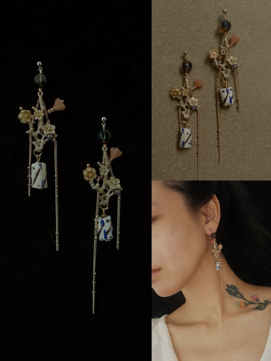 Beaded African Glass Tassel Earrings | GL18FB - Lumivault
