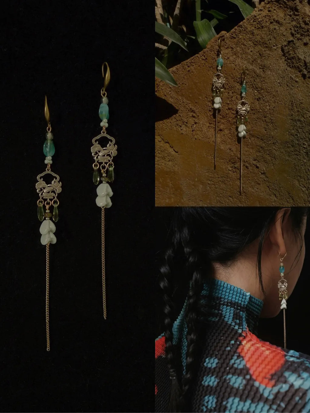Wind-Lifted Lotus Beaded Ear Cuffs | GL39JE - Lumivault