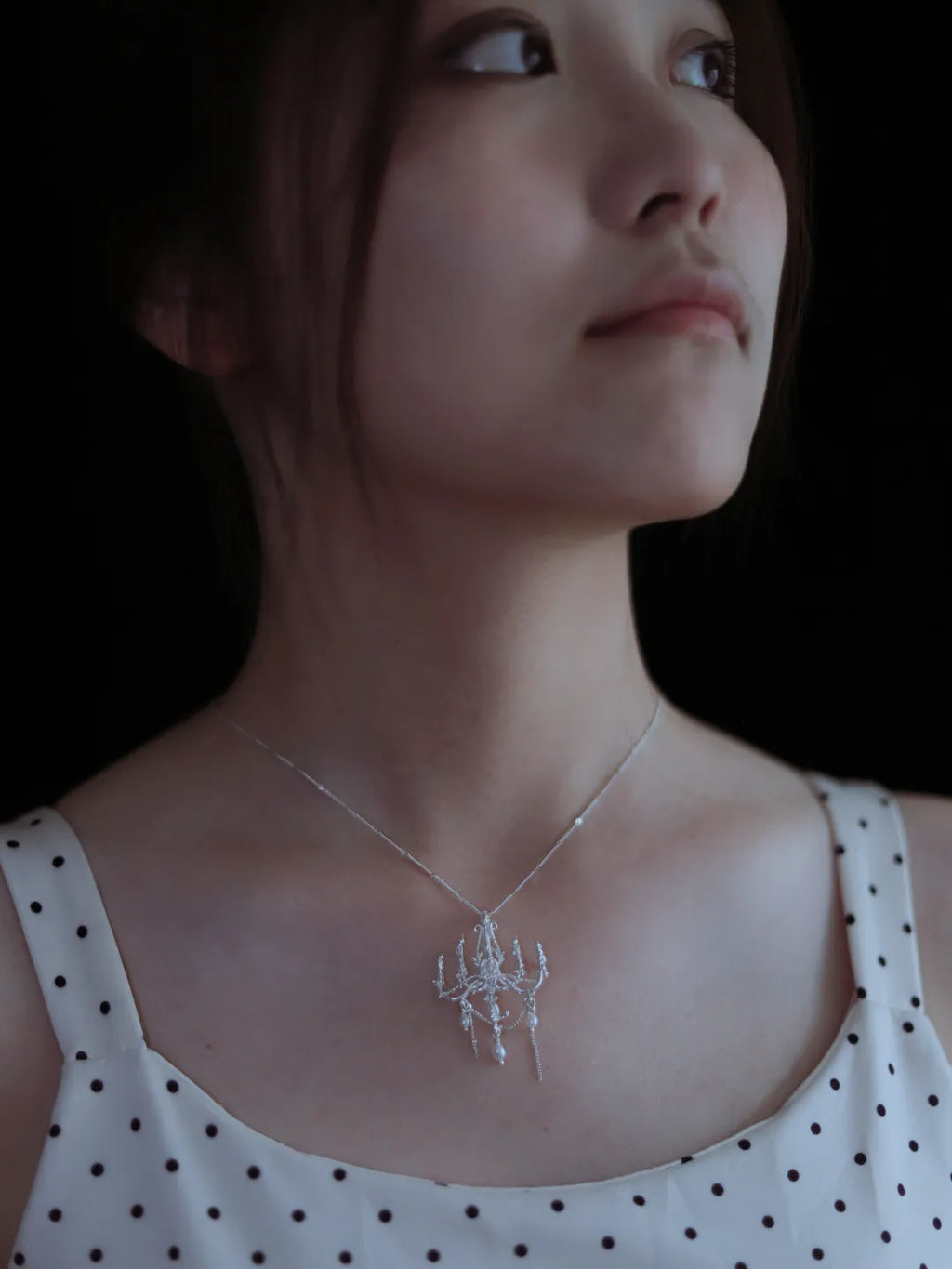 Rose Candlestick Sterling Silver Necklace | US1025BD