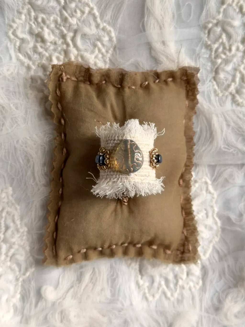 Vintage French Lace Textile Ring No. 6 | GL50LU - Lumivault