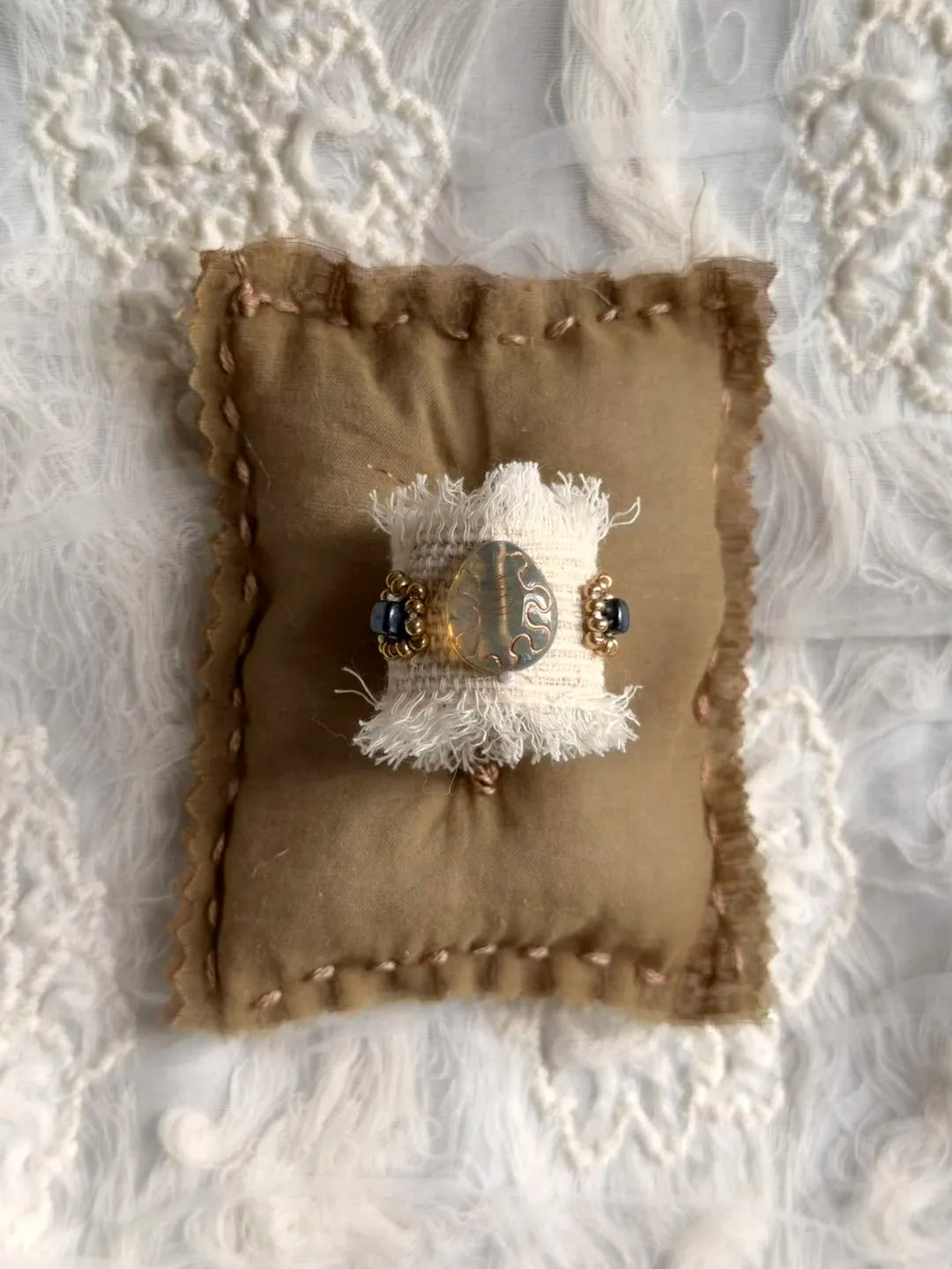 Vintage French Lace Textile Ring No. 6 | GL50LU - Lumivault