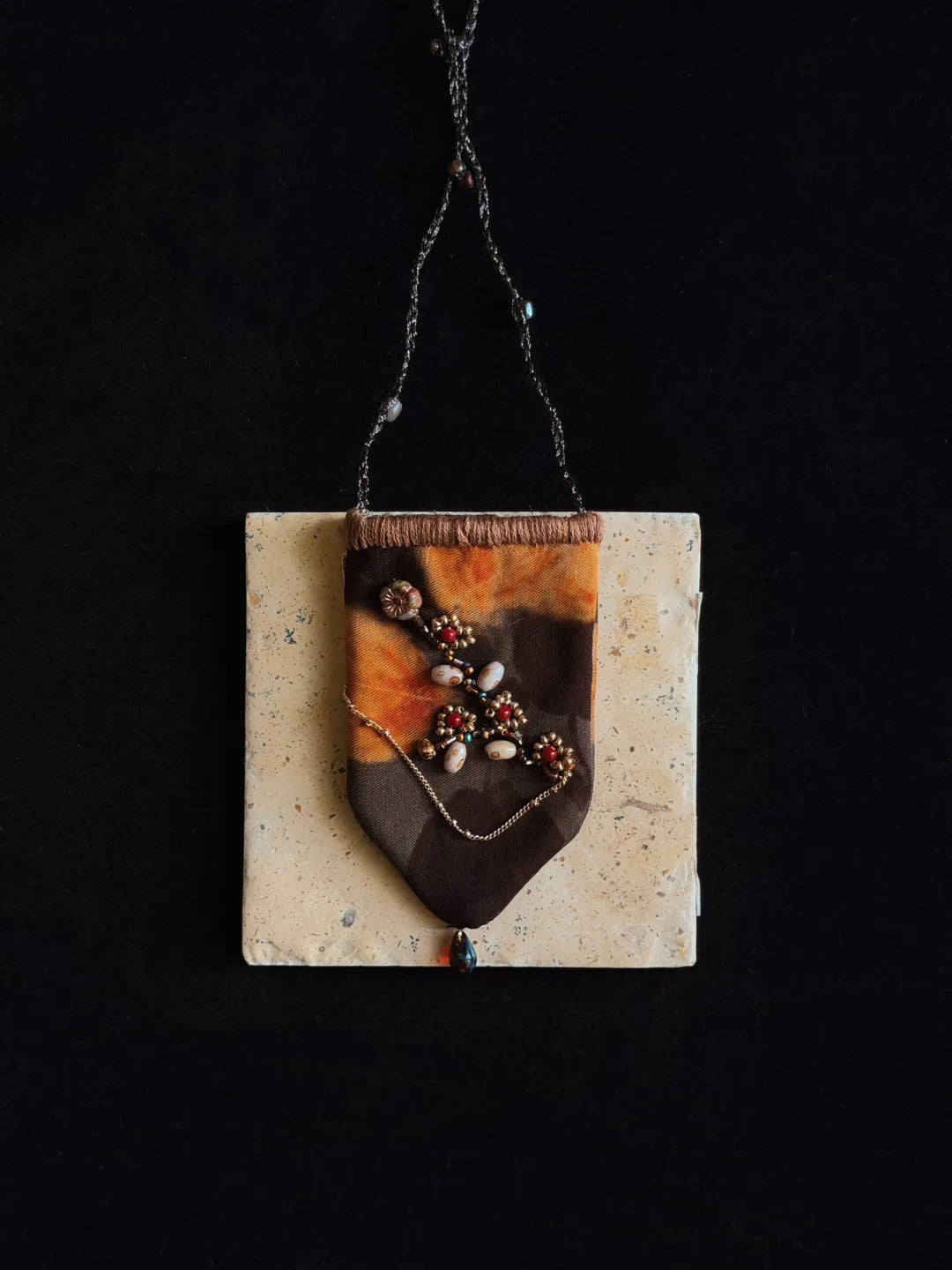 Embroidered Silk Mini Pouch Necklace | GL52JR - Lumivault