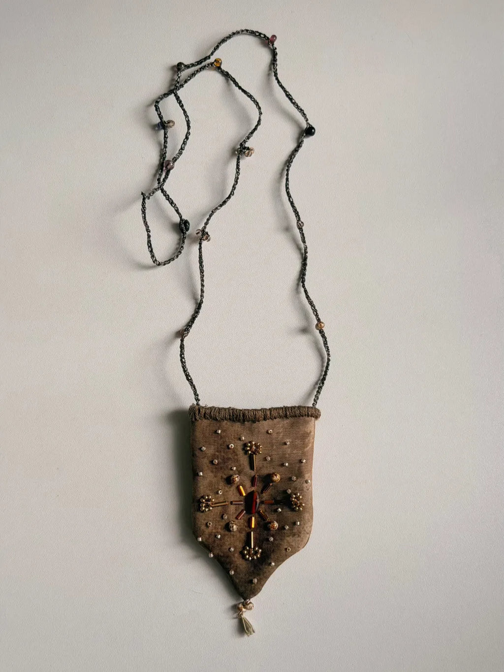 Embroidered Silk Mini Pouch Necklace No. 2 | GL35GM - Lumivault