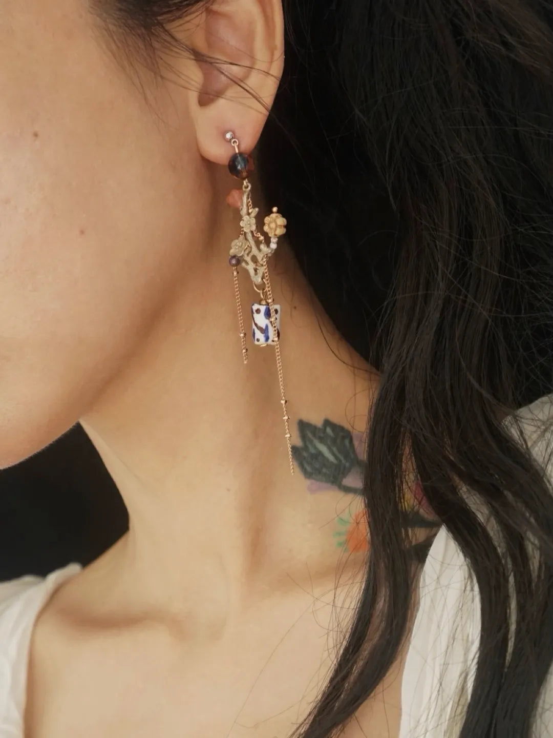 Beaded African Glass Tassel Earrings | GL18FB - Lumivault