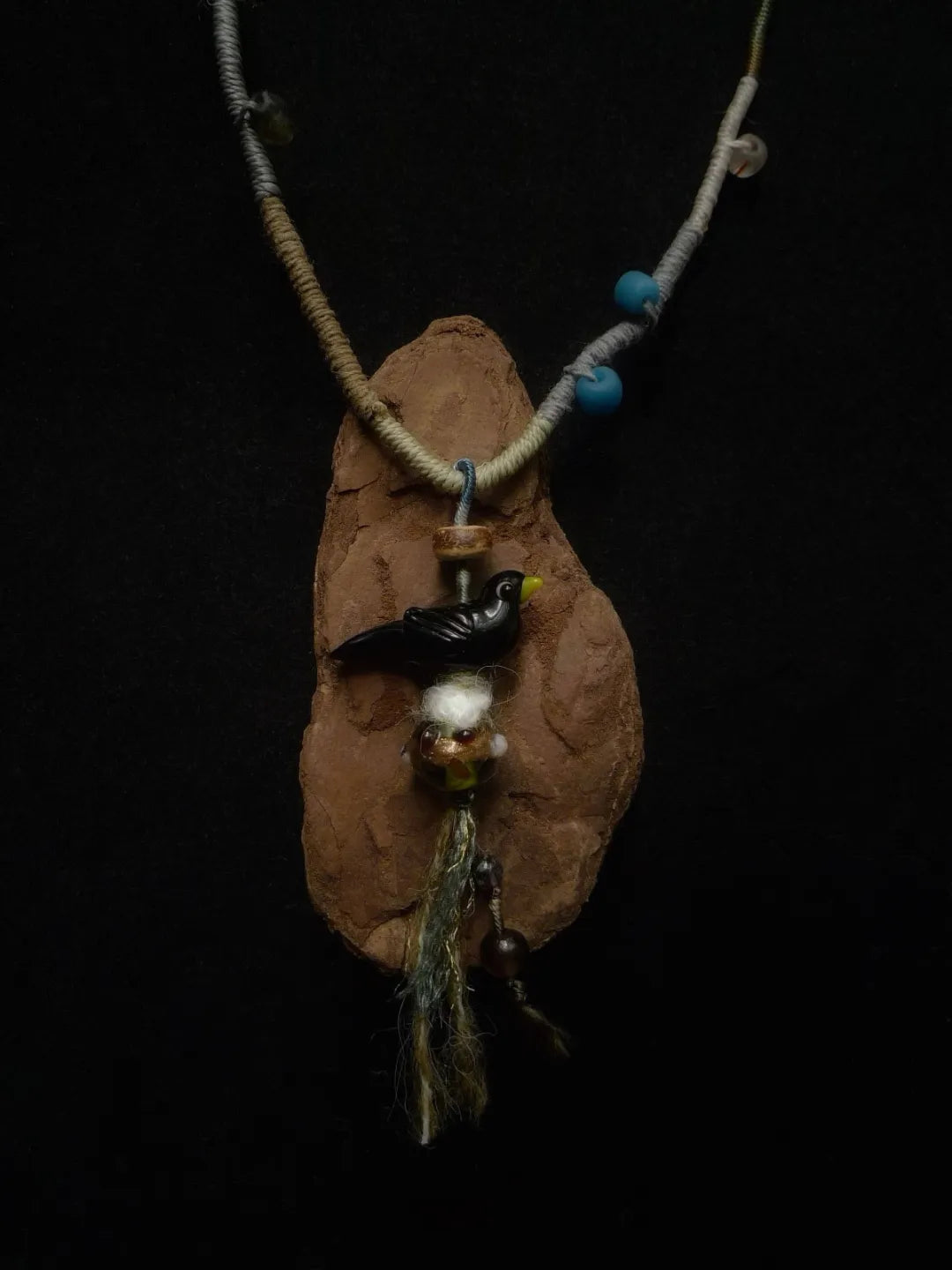 Bird in Vine African Glass Necklace | GL38DQ - Lumivault