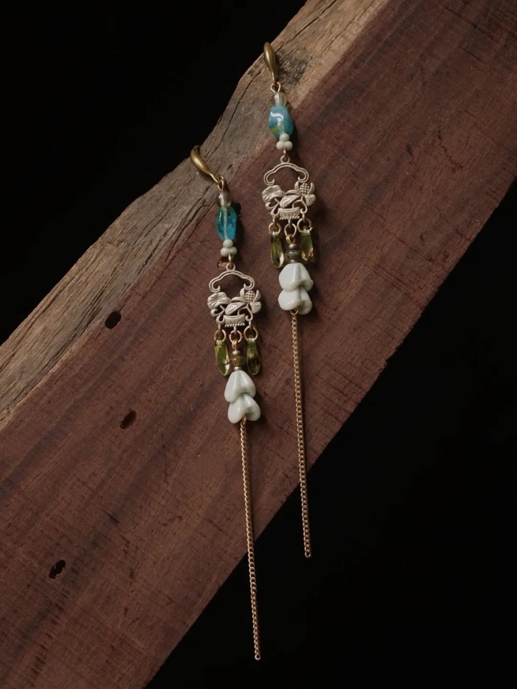 Wind-Lifted Lotus Beaded Ear Cuffs | GL39JE - Lumivault