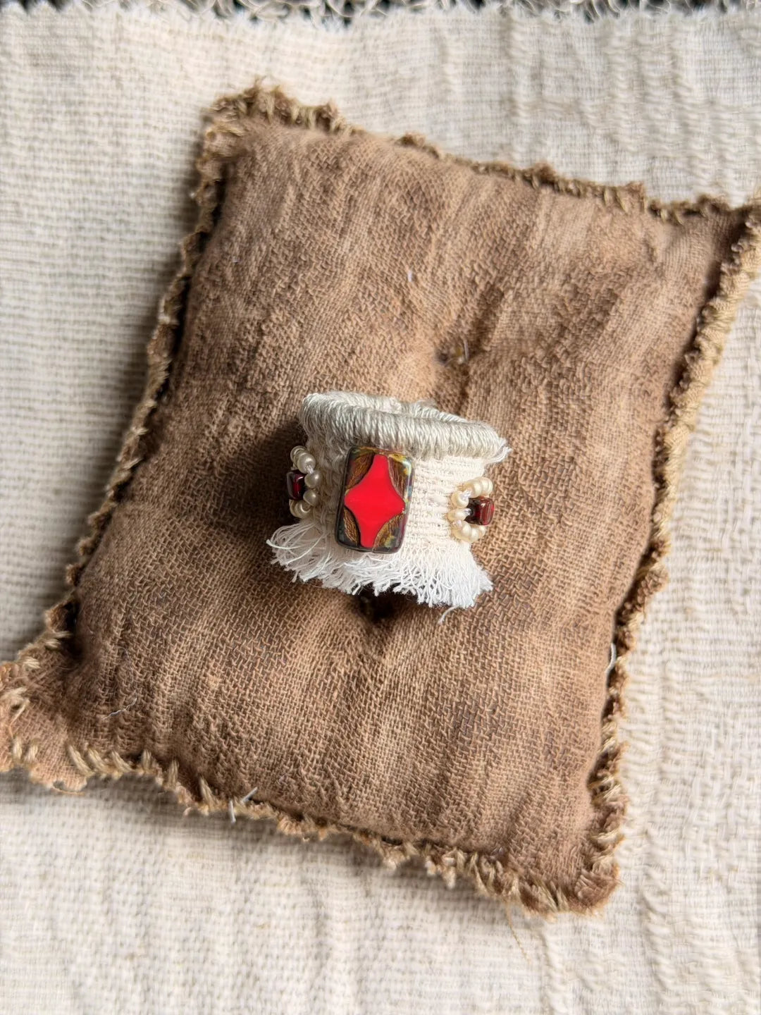 Vintage French Lace Textile Ring No. 7 | GL25HA - Lumivault