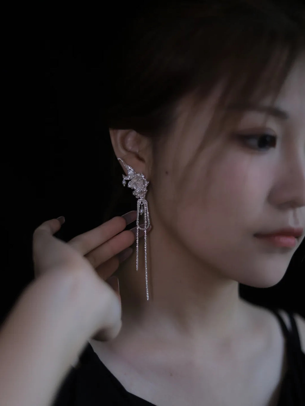 Dancing Rose Sterling Silver Earrings | US1009BX