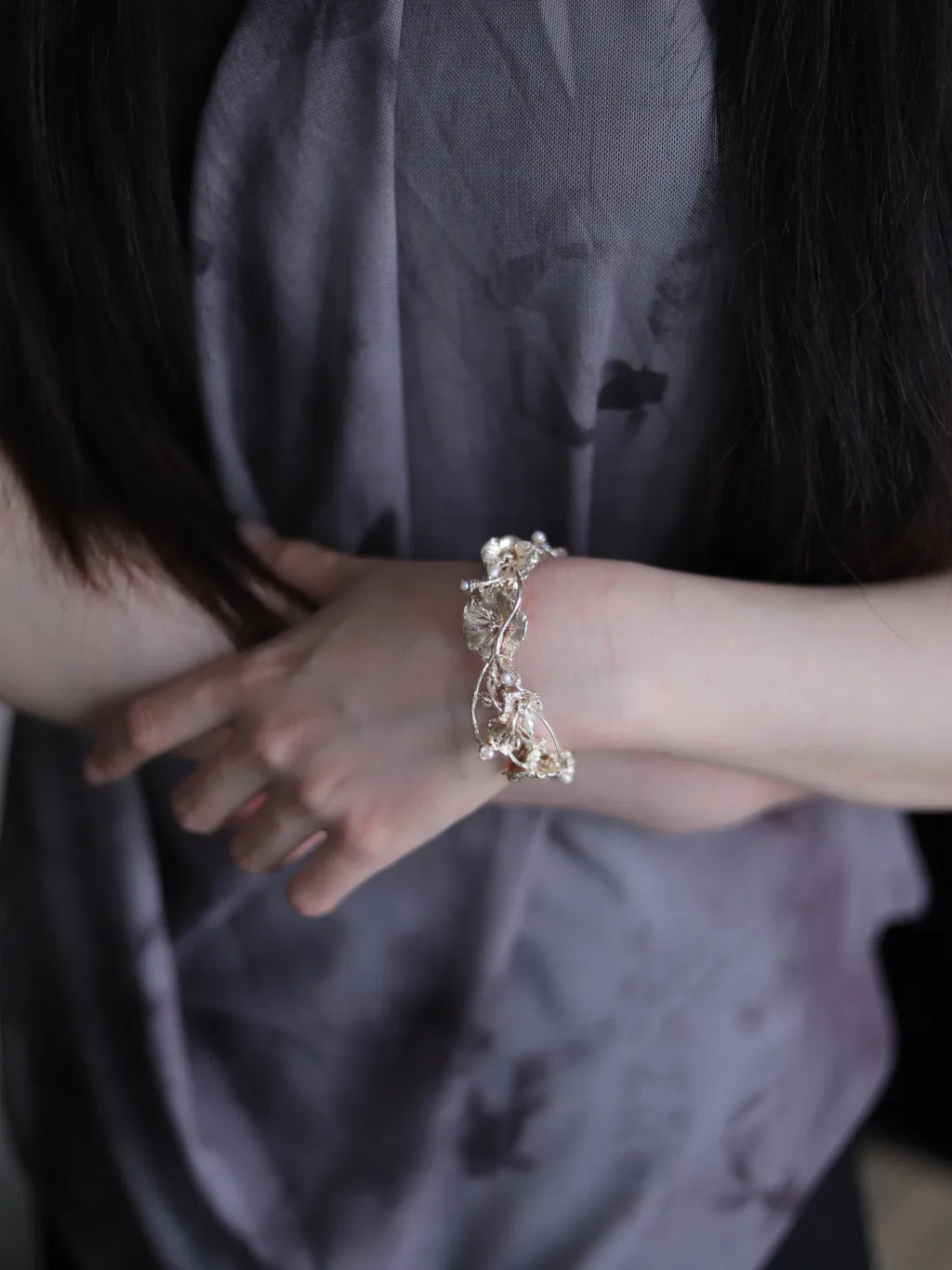 Morning Glory Branch Sterling Silver Bracelet | US1021BF