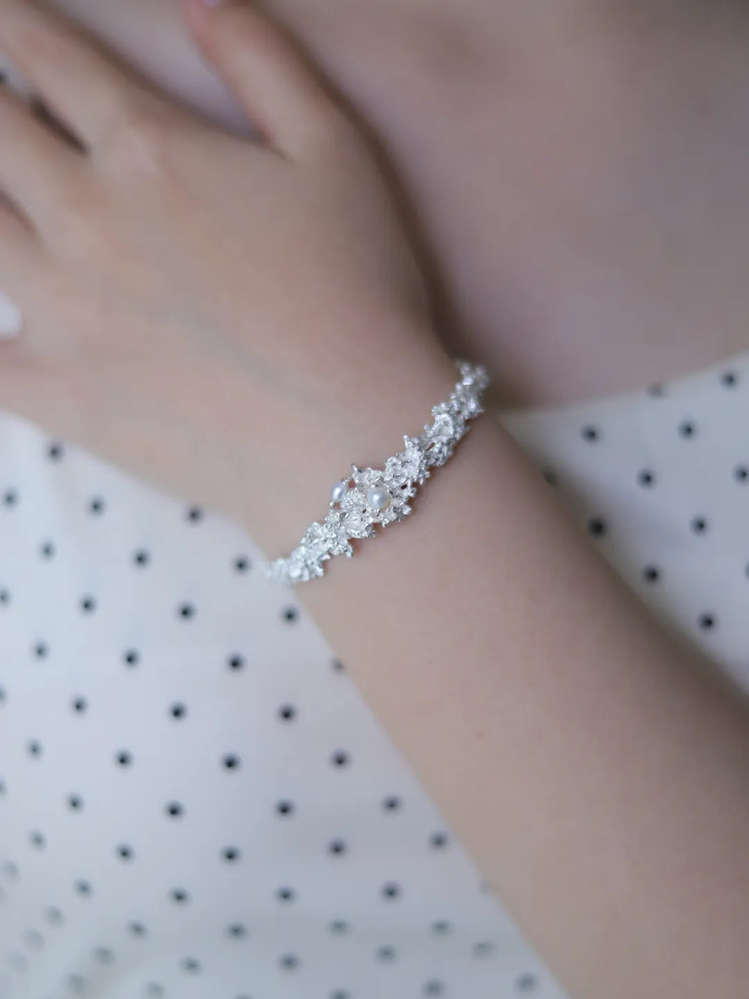 Long Cluster Flower Sterling Silver Bracelet | US1017EL