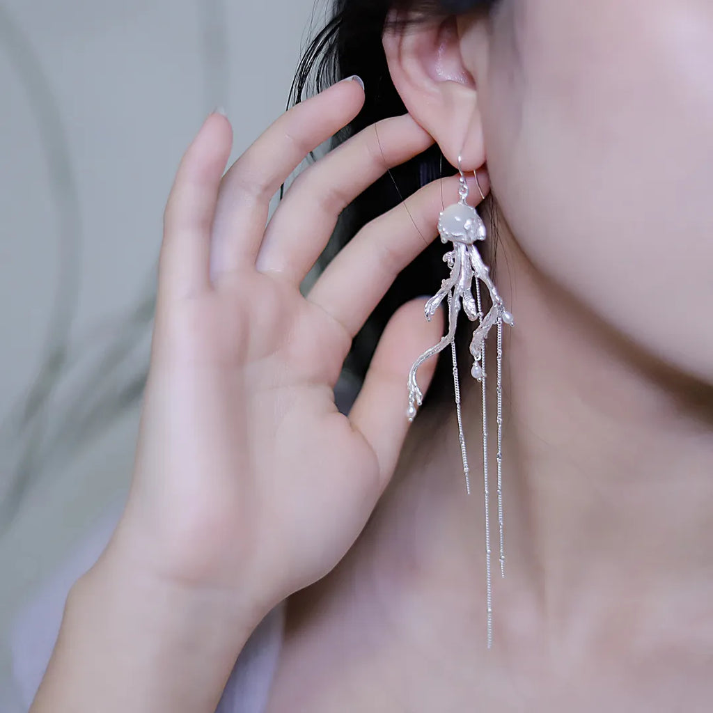 Water Jellyfish Sterling Silver Ear Cuffs | US1019DS