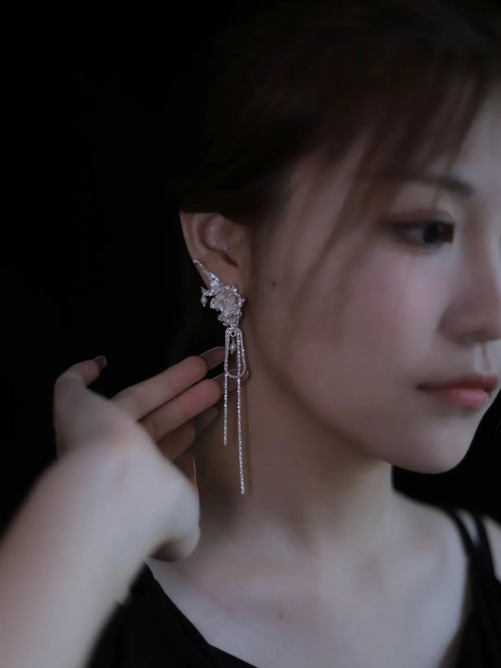 Dancing Rose Sterling Silver Earrings | US1009BX