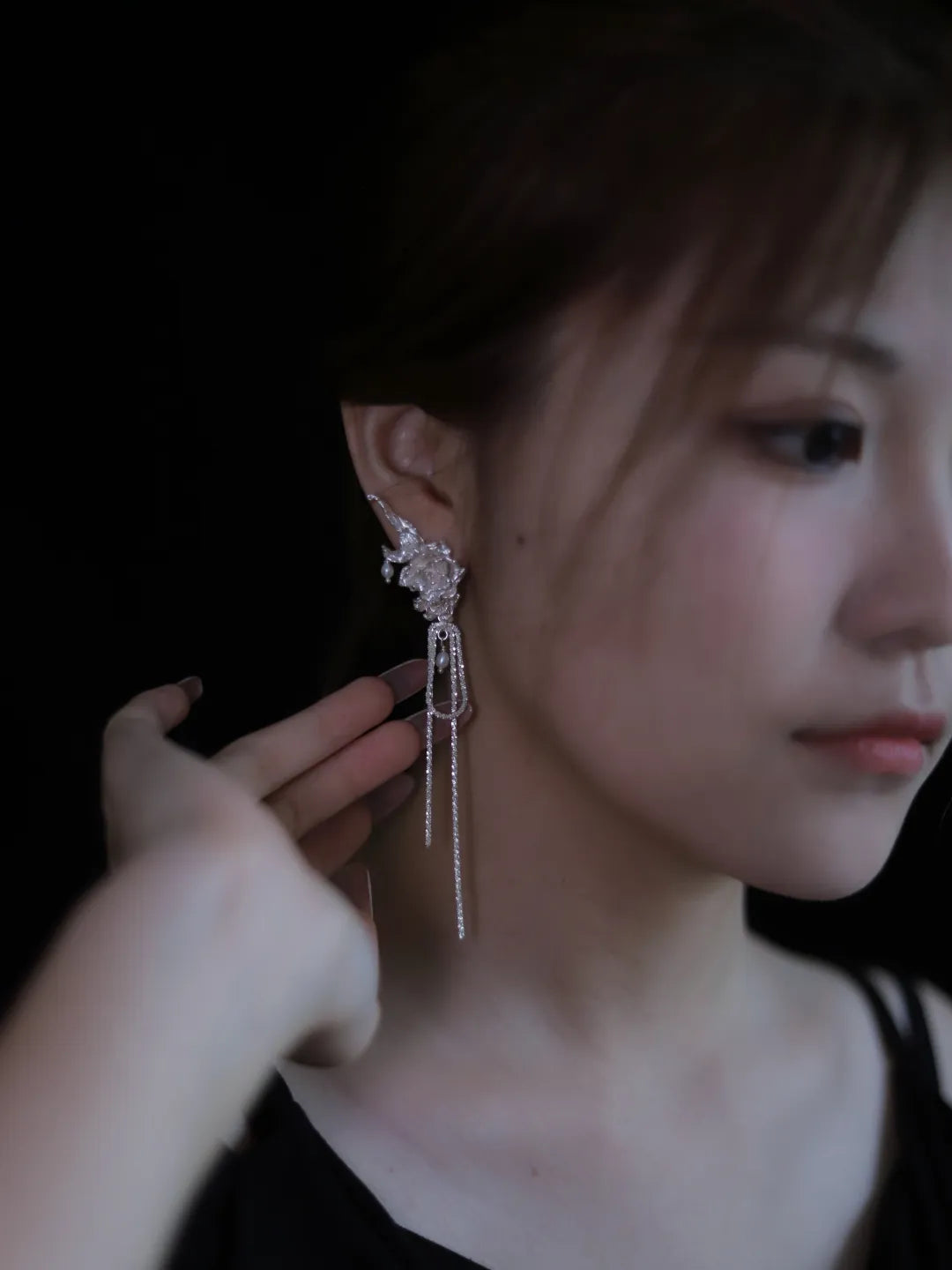 Dancing Rose Sterling Silver Earrings | US1009BX