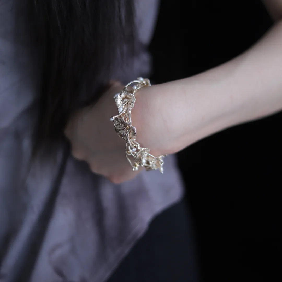 Morning Glory Branch Sterling Silver Bracelet | US1021BF