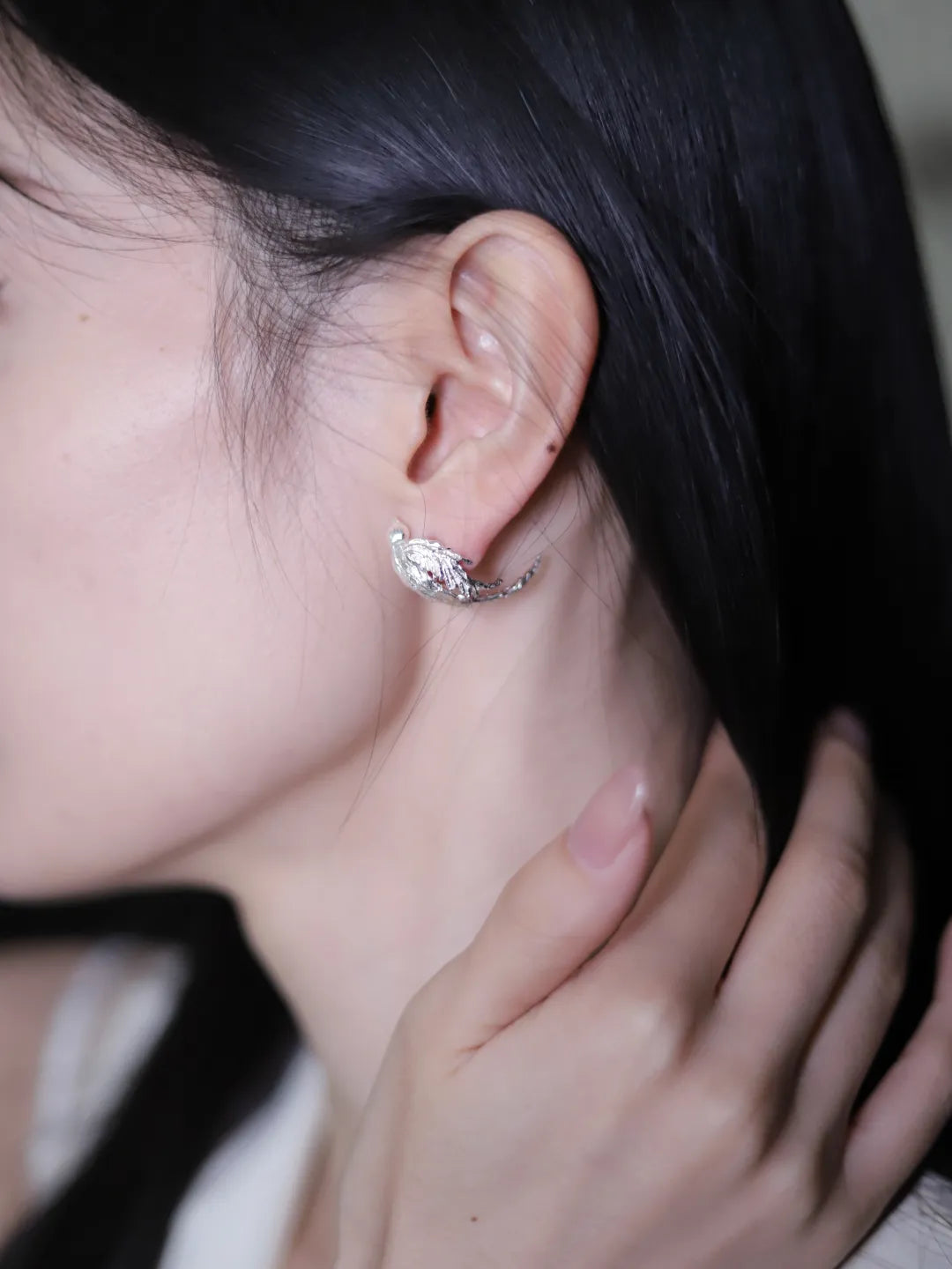 Wan Bird Sterling Silver Stud Earrings | US1004ZF