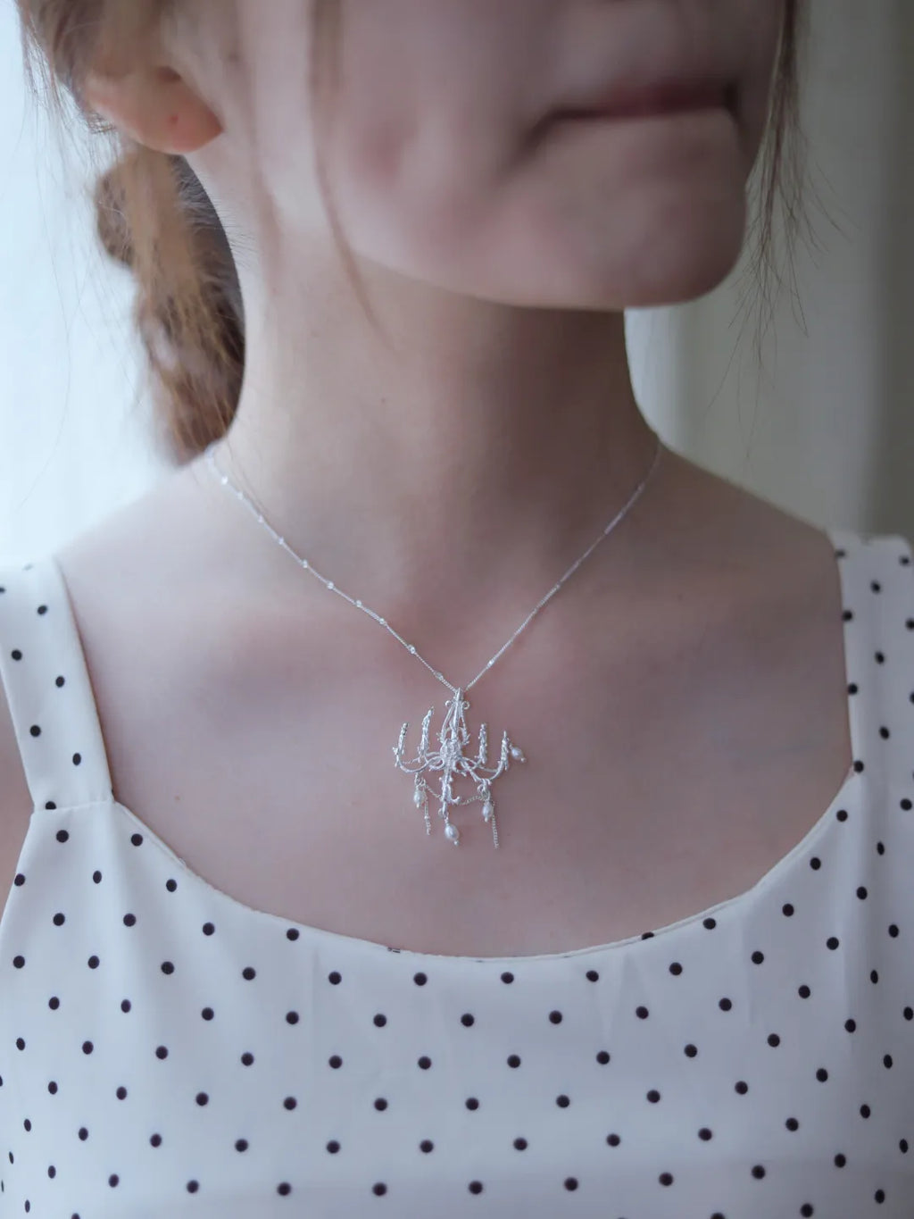 Rose Candlestick Sterling Silver Necklace | US1025BD