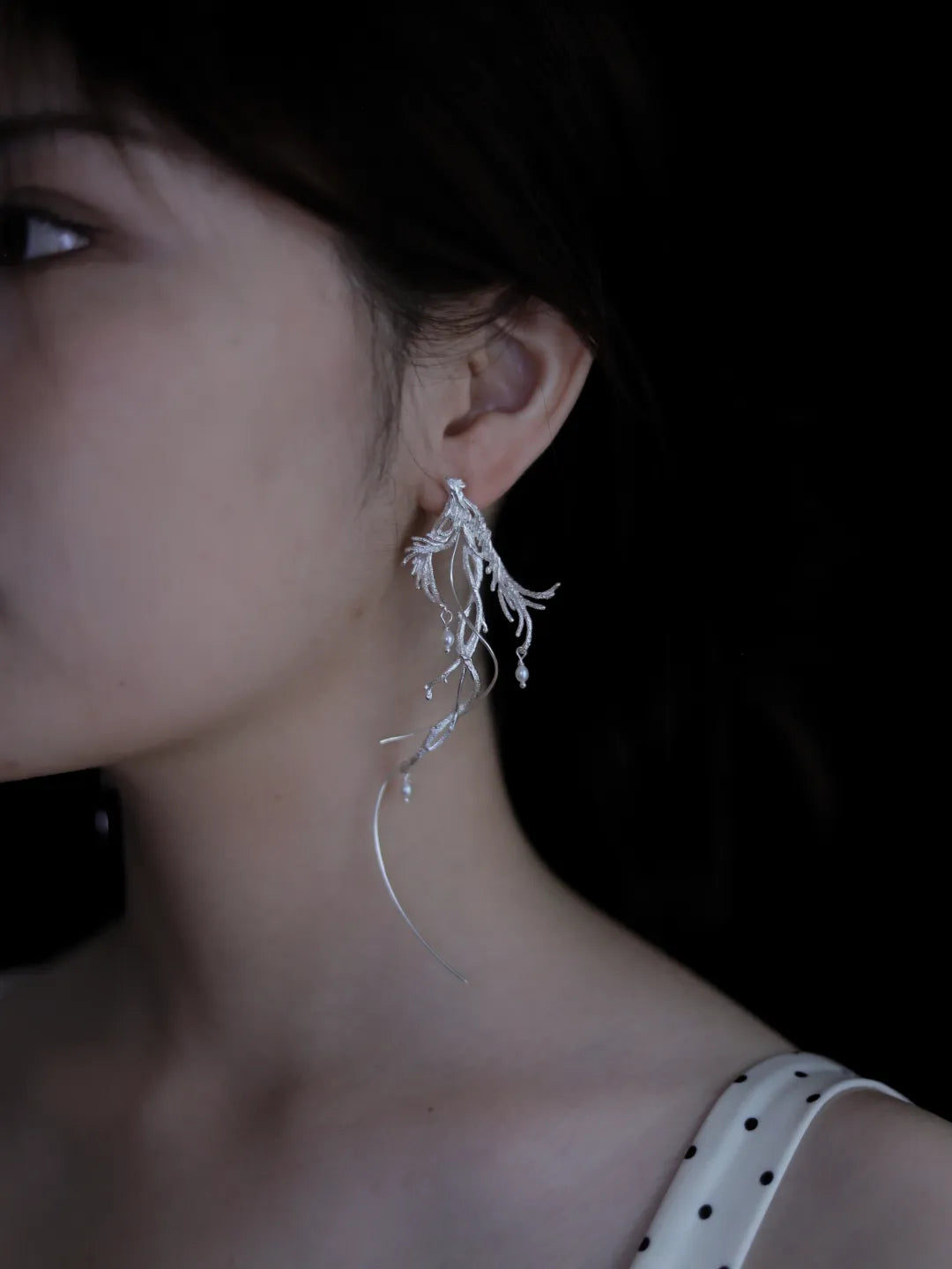 Luan Bird Long Sterling Silver Earrings | US1003IQ