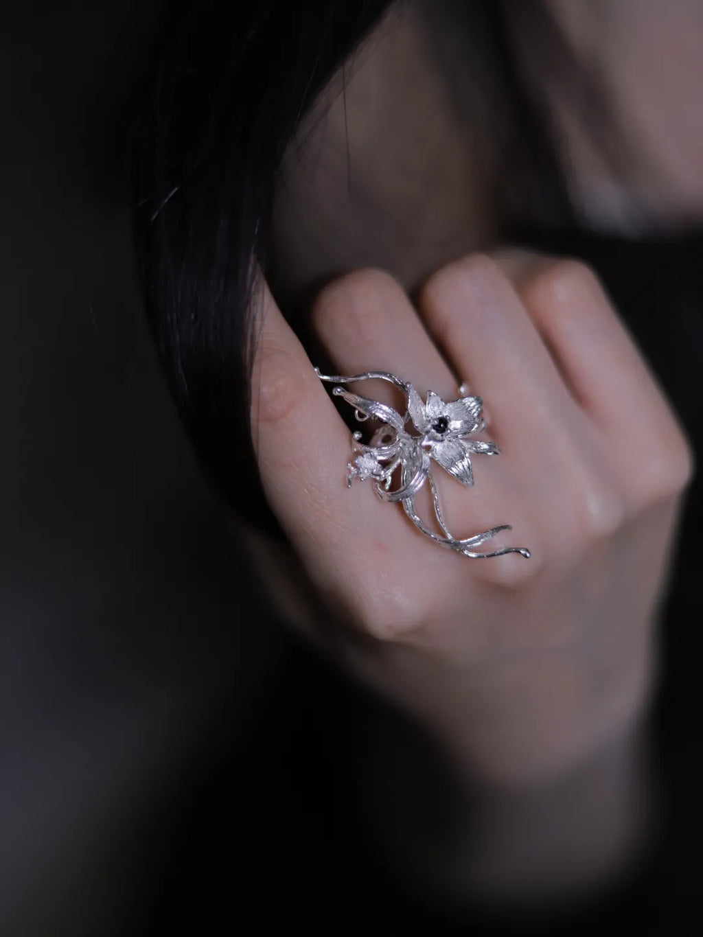 Orchid Branch Sterling Silver Ring | US1001DC