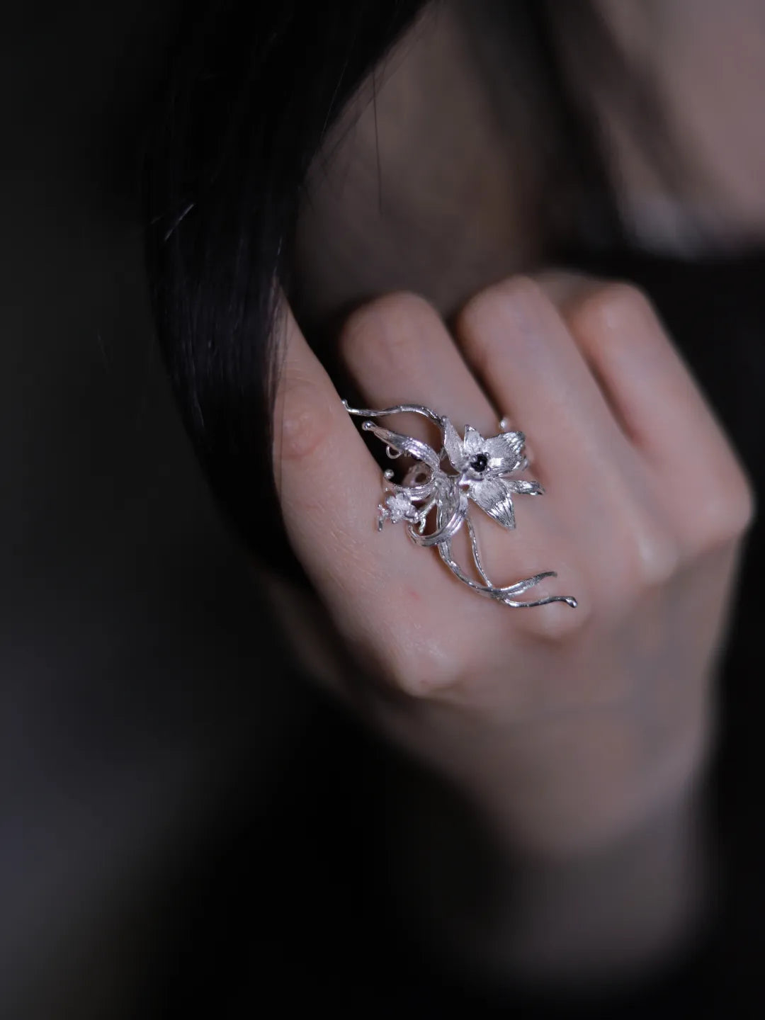 Orchid Branch Sterling Silver Ring | US1001DC