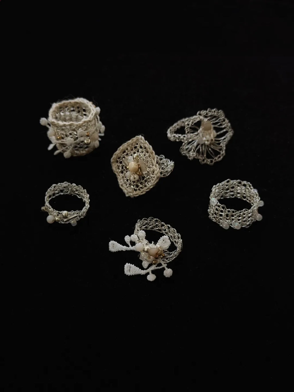 Openwork Silk and Silver Wire Ring | GL10CL - Lumivault