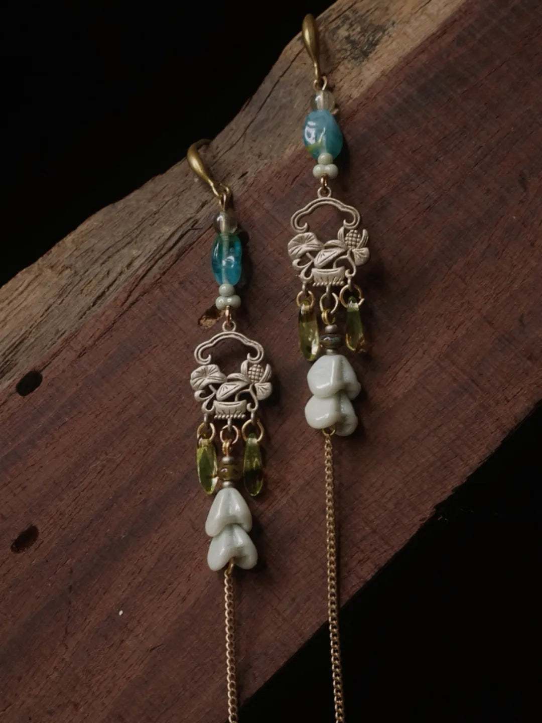 Wind-Lifted Lotus Beaded Ear Cuffs | GL39JE - Lumivault
