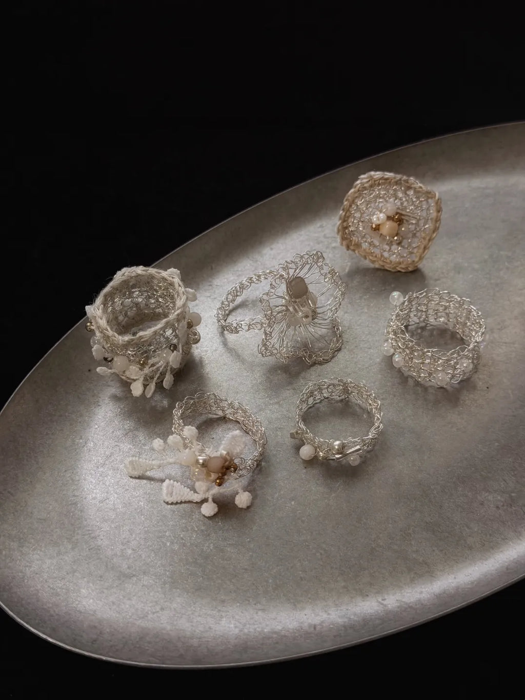 Openwork Silk and Silver Wire Ring | GL10CL - Lumivault