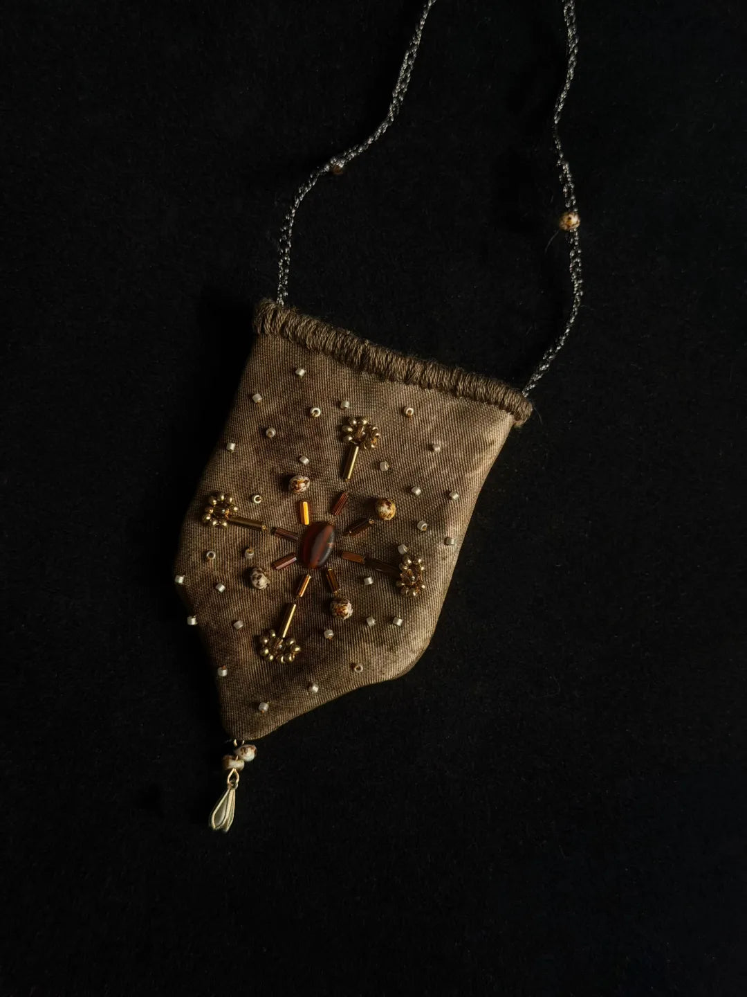 Embroidered Silk Mini Pouch Necklace No. 2 | GL35GM - Lumivault