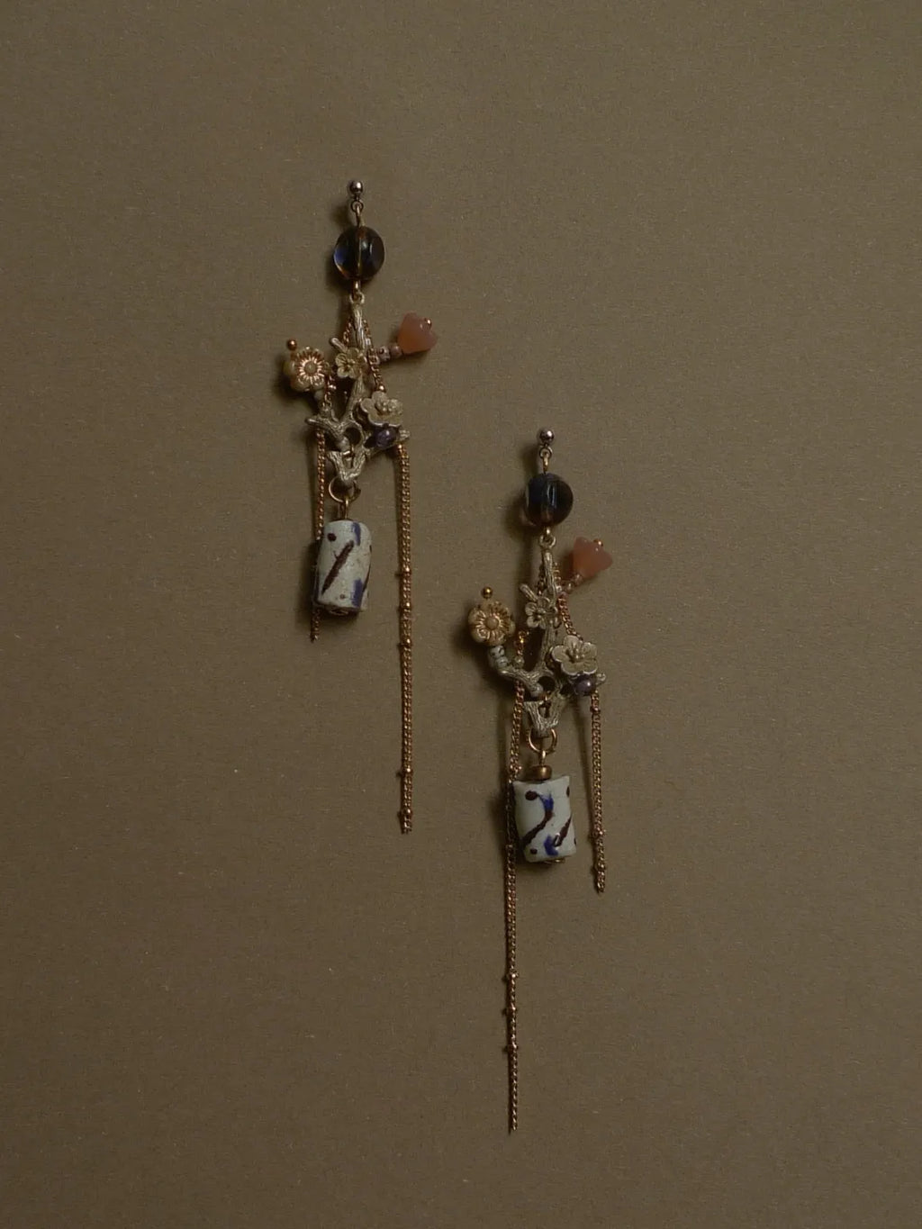 Beaded African Glass Tassel Earrings | GL18FB - Lumivault