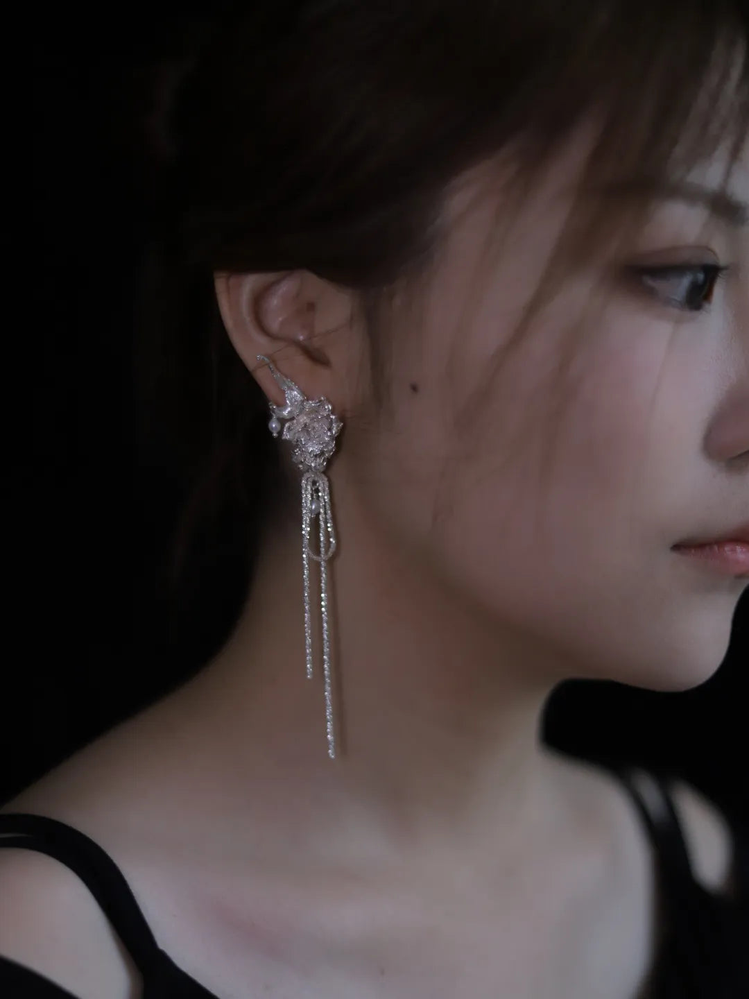 Dancing Rose Sterling Silver Earrings | US1009BX