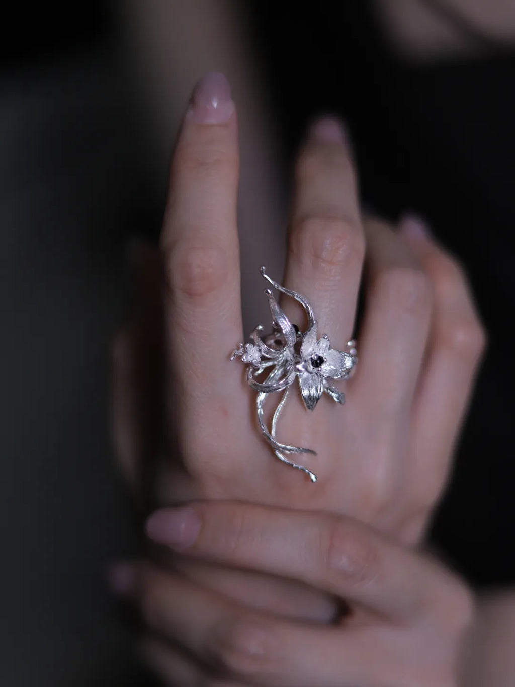Orchid Branch Sterling Silver Ring | US1001DC