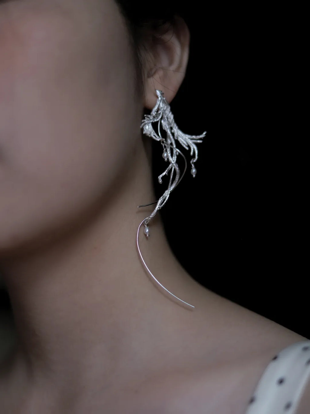 Luan Bird Long Sterling Silver Earrings | US1003IQ