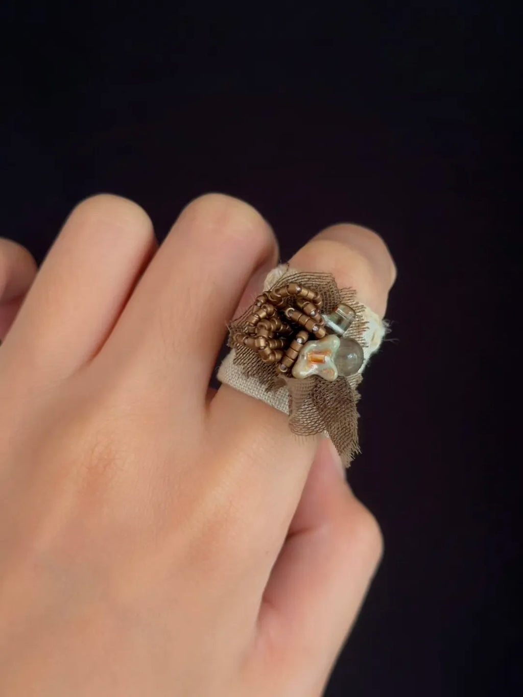 Vintage French Lace Textile Ring No. 5 | GL26JU - Lumivault