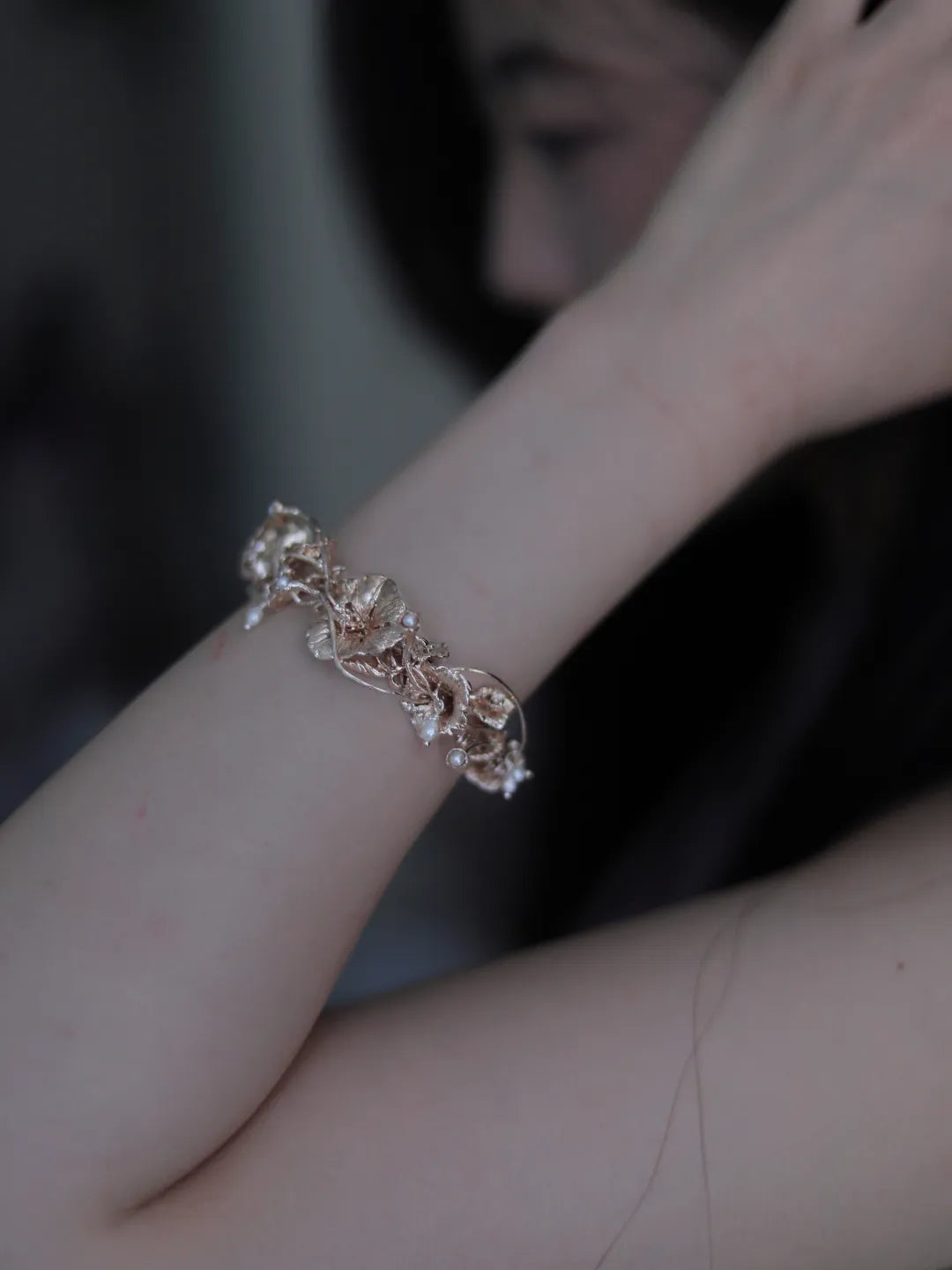 Morning Glory Branch Sterling Silver Bracelet | US1021BF